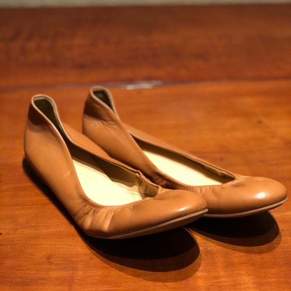 Tan Leather J.Crew Flats